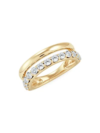 Saks Fifth Avenue Women's 14k Yellow Gold & White Topaz Studded Ring