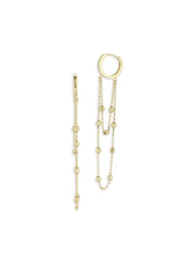Saks Fifth Avenue Women's 14k Yellow Gold Beaded Double Chain Huggie Hoop Earrings