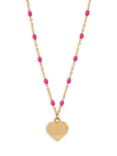 Saks Fifth Avenue Women's 14k Yellow Gold Beaded Heart Pendant Necklace