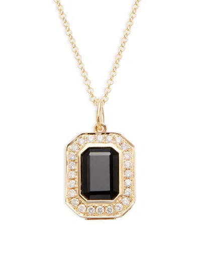 Saks Fifth Avenue Women's 14k Yellow Gold, Black Onyx & Diamond Pendant Necklace
