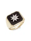 Saks Fifth Avenue Women's 14k Yellow Gold, Black Onyx & Diamond Ring In Black