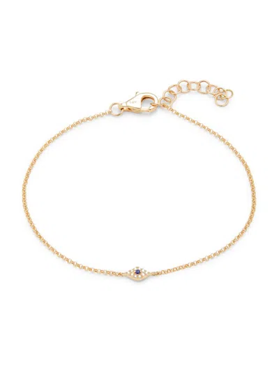 Saks Fifth Avenue Women's 14k Yellow Gold, Blue Sapphire & Diamond Evil Eye Bracelet