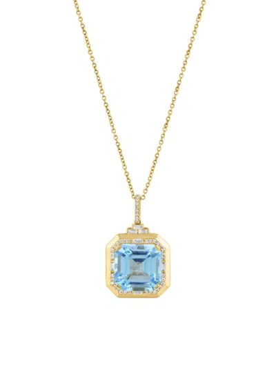 Saks Fifth Avenue Women's 14k Yellow Gold, Blue Topaz & 0.27 Tcw Diamond Pendant Necklace