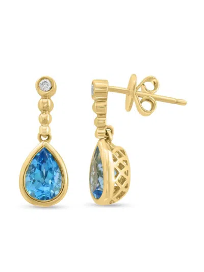 Saks Fifth Avenue Women's 14k Yellow Gold, Blue Topaz & Diamond Drop Earrings