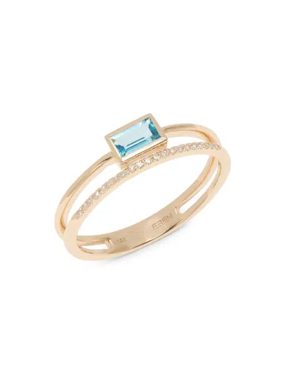 Saks Fifth Avenue Women's 14k Yellow Gold, Blue Topaz & Diamond Ring