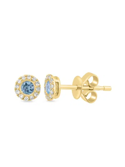 Saks Fifth Avenue Women's 14k Yellow Gold, Blue Topaz & Diamond Stud Earrings