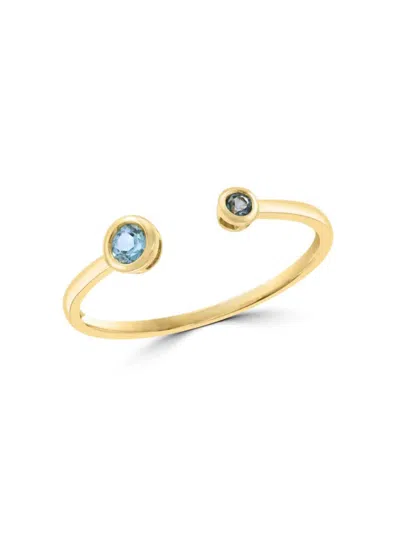 Saks Fifth Avenue Women's 14k Yellow Gold, Blue Topaz & London Blue Topaz Open Ring