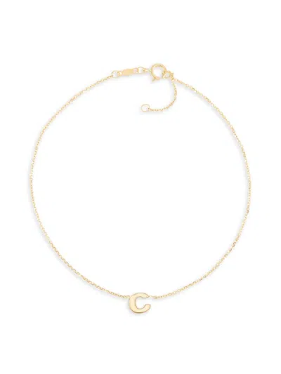 Saks Fifth Avenue Women's 14k Yellow Gold Charm Anklet In Letter C