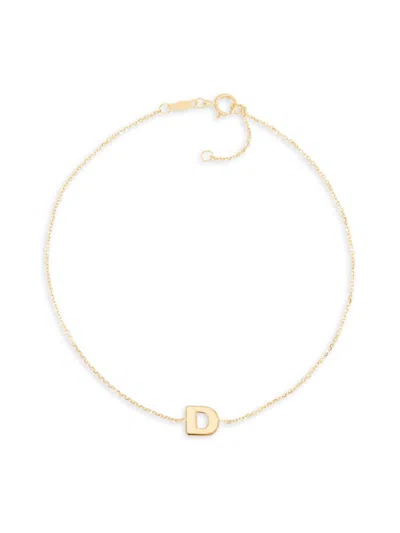 Saks Fifth Avenue Women's 14k Yellow Gold Charm Anklet In Letter D