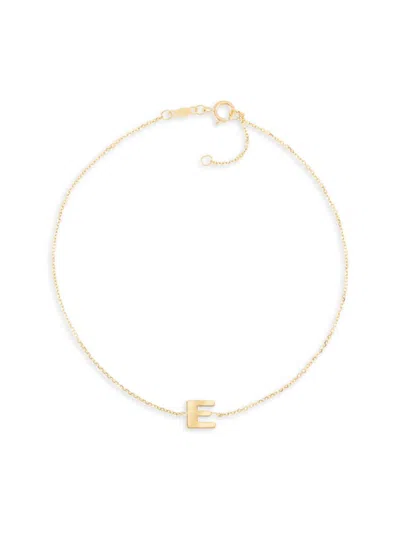 Saks Fifth Avenue Women's 14k Yellow Gold Charm Anklet In Letter E