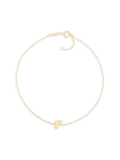 Saks Fifth Avenue Women's 14k Yellow Gold Charm Anklet In Letter F
