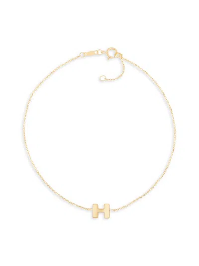 Saks Fifth Avenue Women's 14k Yellow Gold Charm Anklet In Letter H