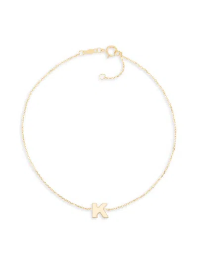 Saks Fifth Avenue Women's 14k Yellow Gold Charm Anklet In Letter K