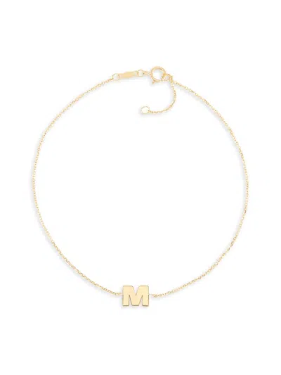 Saks Fifth Avenue Women's 14k Yellow Gold Charm Anklet In Letter M