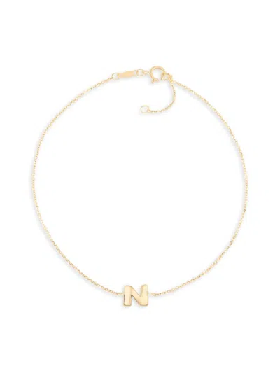 Saks Fifth Avenue Women's 14k Yellow Gold Charm Anklet In Letter N