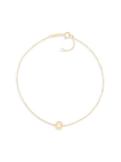 Saks Fifth Avenue Women's 14k Yellow Gold Charm Anklet In Letter O