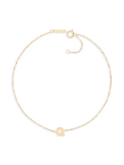 Saks Fifth Avenue Women's 14k Yellow Gold Charm Anklet In Letter Q
