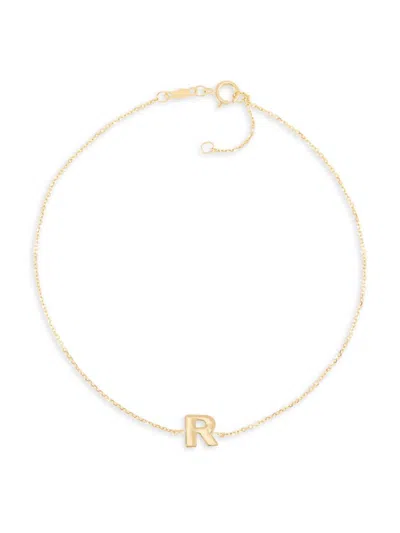 Saks Fifth Avenue Women's 14k Yellow Gold Charm Anklet In Letter R