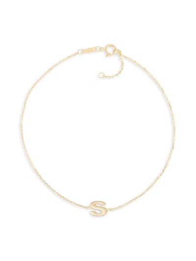 Saks Fifth Avenue Women's 14k Yellow Gold Charm Anklet In Letter S