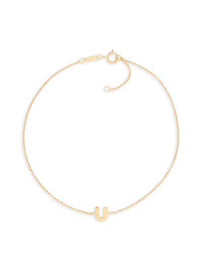 Saks Fifth Avenue Women's 14k Yellow Gold Charm Anklet In Letter U