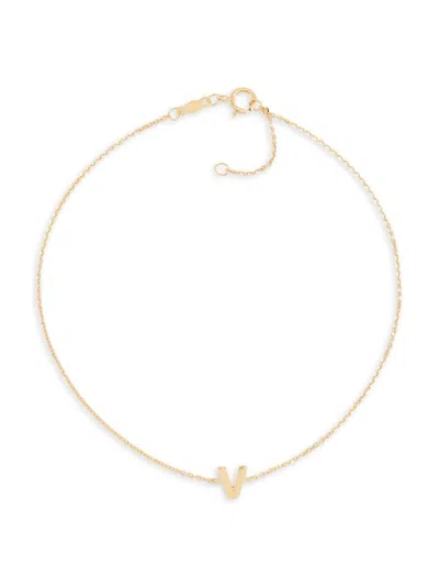 Saks Fifth Avenue Women's 14k Yellow Gold Charm Anklet In Letter V
