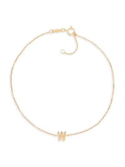 Saks Fifth Avenue Women's 14k Yellow Gold Charm Anklet In Letter W