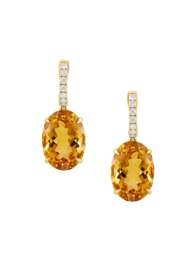 Saks Fifth Avenue Women's 14k Yellow Gold, Citrine & 0.24 Tcw Diamond Drop Earrings