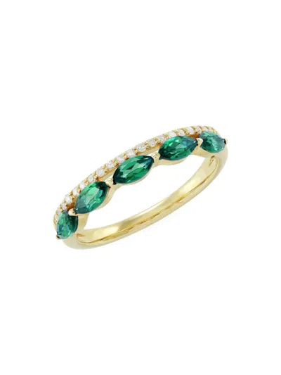 Saks Fifth Avenue Women's 14k Yellow Gold, Created Emerald & Diamond Band Ring
