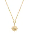 SAKS FIFTH AVENUE WOMEN'S 14K YELLOW GOLD CROSS DISC PENDANT PAPERCLIP NECKLACE