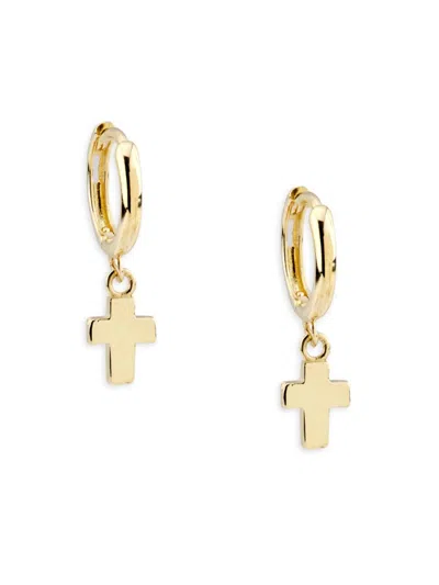Saks Fifth Avenue Women's 14k Yellow Gold Cross Huggie Drop Earrings