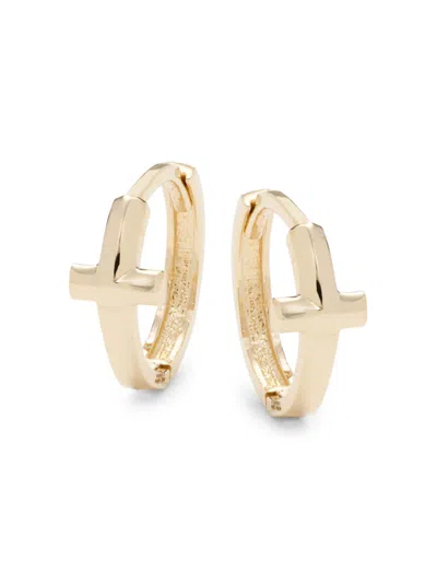 Saks Fifth Avenue Women's 14k Yellow Gold Cross Huggie Earrings
