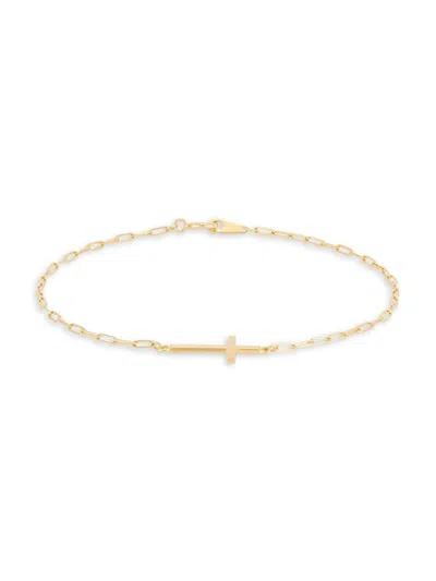 Saks Fifth Avenue Women's 14k Yellow Gold Cross Paperclip Bracelet