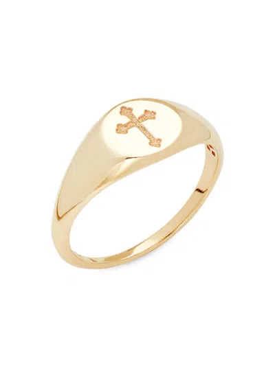 Saks Fifth Avenue Women's 14k Yellow Gold Cross Signet Ring