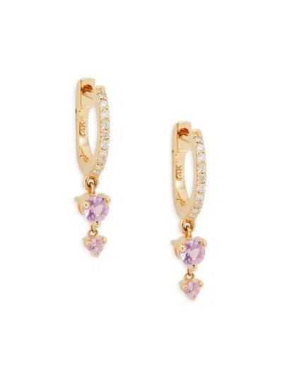 Saks Fifth Avenue Women's 14k Yellow Gold, Diamond & Pink Sapphire Drop Earrings