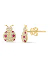 Saks Fifth Avenue Women's 14k Yellow Gold, Diamond & Ruby Ladybug Stud Earrings In Gold