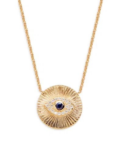 Saks Fifth Avenue Women's 14k Yellow Gold, Diamond & Sapphire Evil Eye Necklace