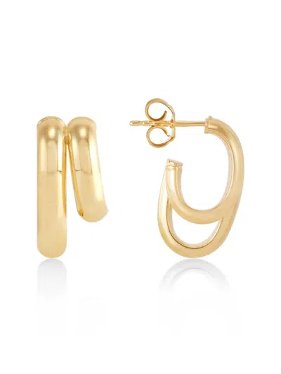 Saks Fifth Avenue Women's 14k Yellow Gold Double Graduated Three-quarter Tube Hoop Earrings