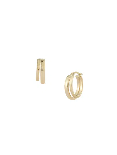 Saks Fifth Avenue Women's 14k Yellow Gold Double Hoop Earrings In Metallic