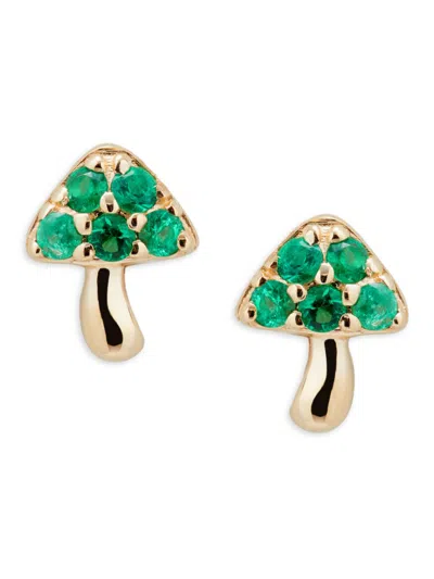 Saks Fifth Avenue Women's 14k Yellow Gold, Emerald & Diamond Mushroom Stud Earrings