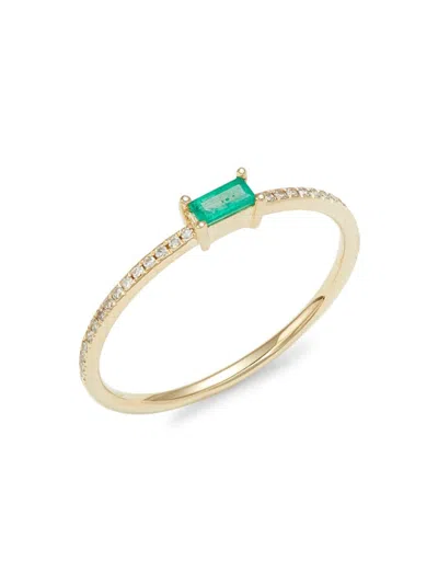 Saks Fifth Avenue Women's 14k Yellow Gold, Emerald & Diamond Ring/size 7