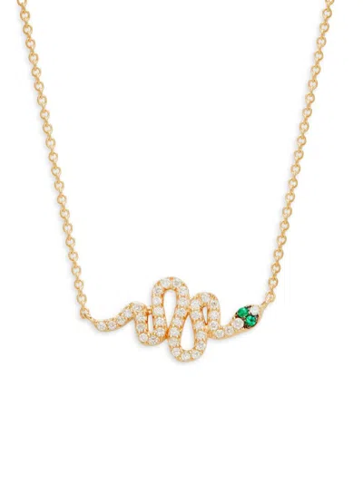 Saks Fifth Avenue Women's 14k Yellow Gold, Emerald & Diamond Snake Pendant Necklace
