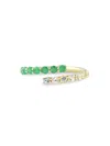 SAKS FIFTH AVENUE WOMEN'S 14K YELLOW GOLD, EMERALD & WHITE SAPPHIRE BYPASS RING