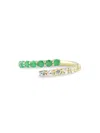 Saks Fifth Avenue Women's 14k Yellow Gold, Emerald & White Sapphire Bypass Ring In Emerald
