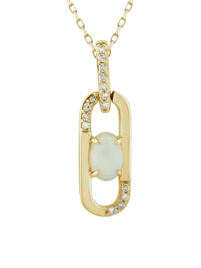 Saks Fifth Avenue Women's 14k Yellow Gold, Ethiopian Opal & Diamond Pendant Necklace