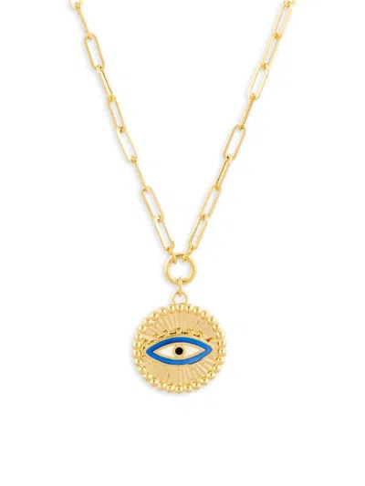 Saks Fifth Avenue Women's 14k Yellow Gold Evil Eye Pendant Paperclip Chain Necklace