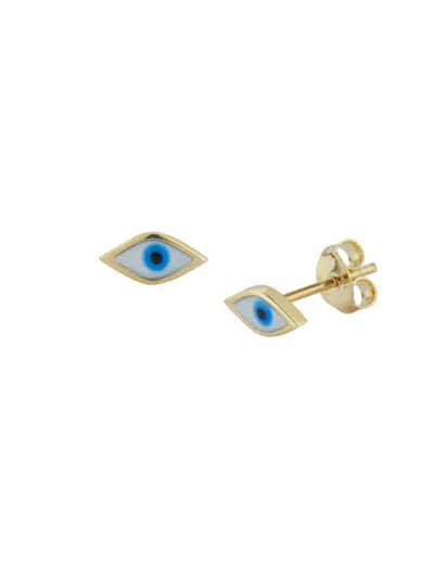 Saks Fifth Avenue Women's 14k Yellow Gold Evil Eye Stud Earrings