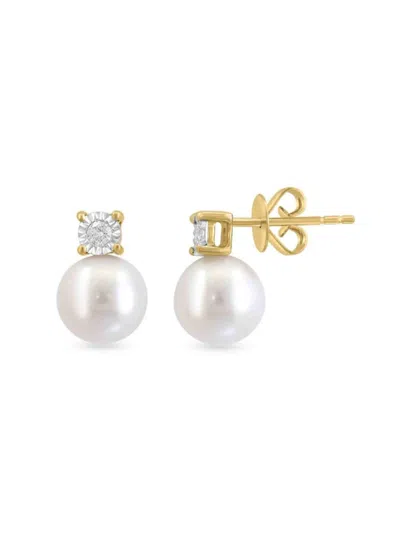 Saks Fifth Avenue Women's 14k Yellow Gold, Freshwater Pearl & Diamond Drop Earrings