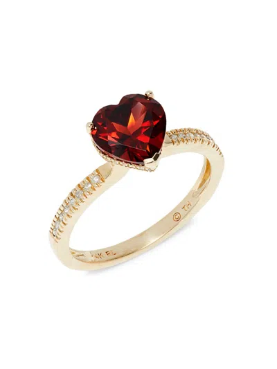Saks Fifth Avenue Women's 14k Yellow Gold, Garnet & Diamond Ring