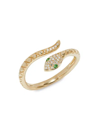 Saks Fifth Avenue Women's 14k Yellow Gold, Garnet & Diamond Snake Bypass Ring