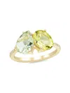 Saks Fifth Avenue Women's 14k Yellow Gold, Green Amethyst, Lemon Quartz & Diamond Ring In Green